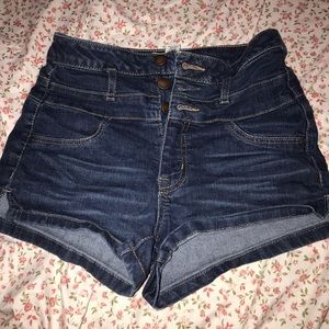 Dark Blue High Wasted Denim Shorts
